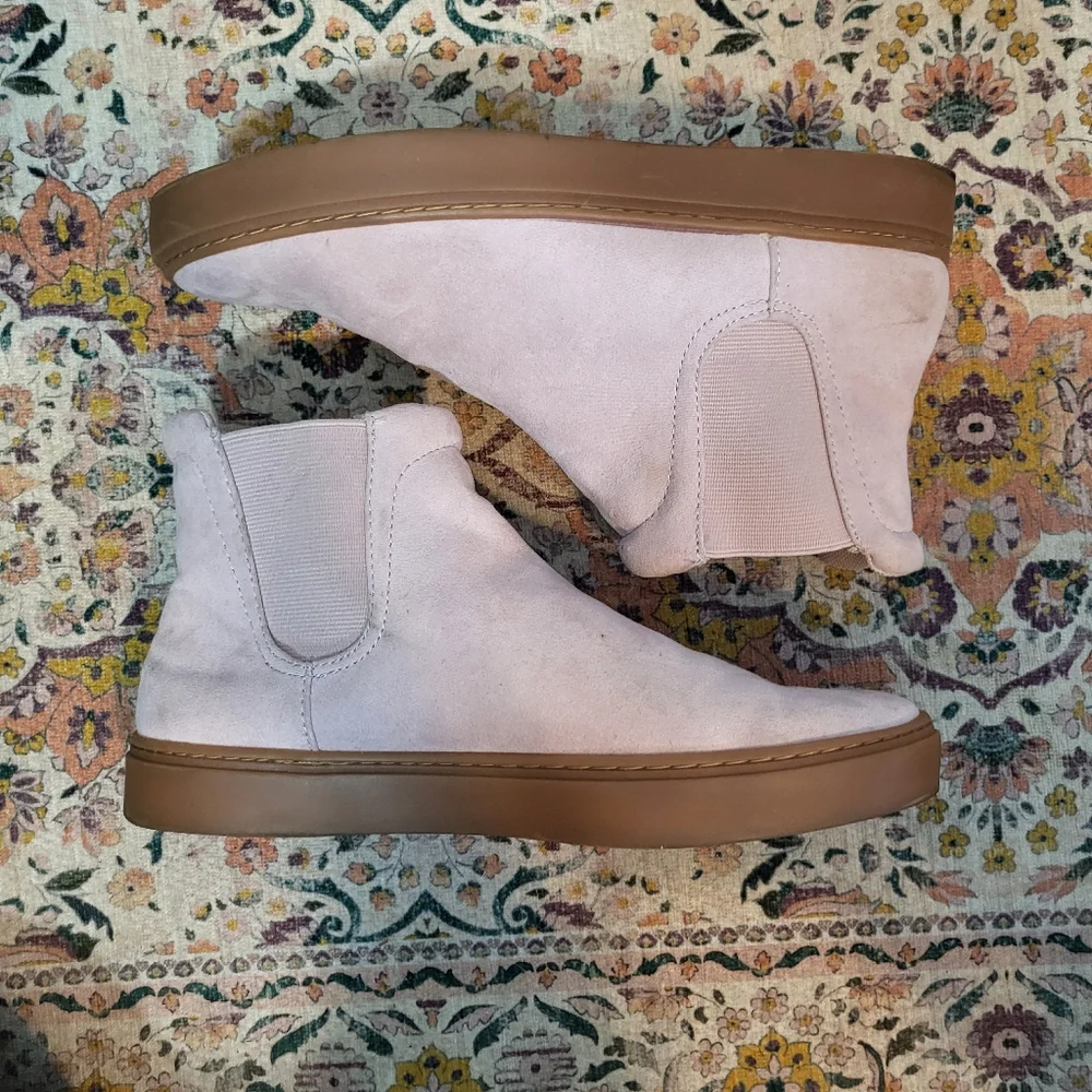 H&M Size 8.5 Women's Light Pink Suede Ankle Boots Pull On Booties